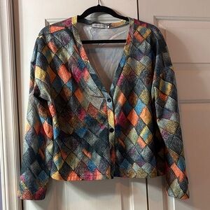 MISSLOOK Gray and Orange Knit Top